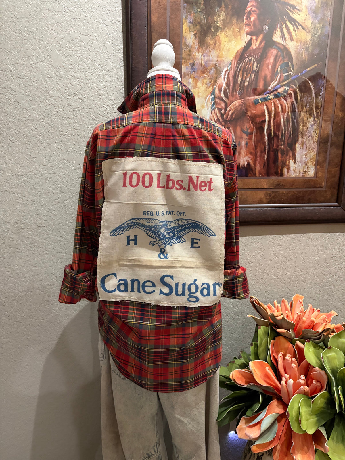 Papas Red Plaid Sugar Sack Shirt- M/L