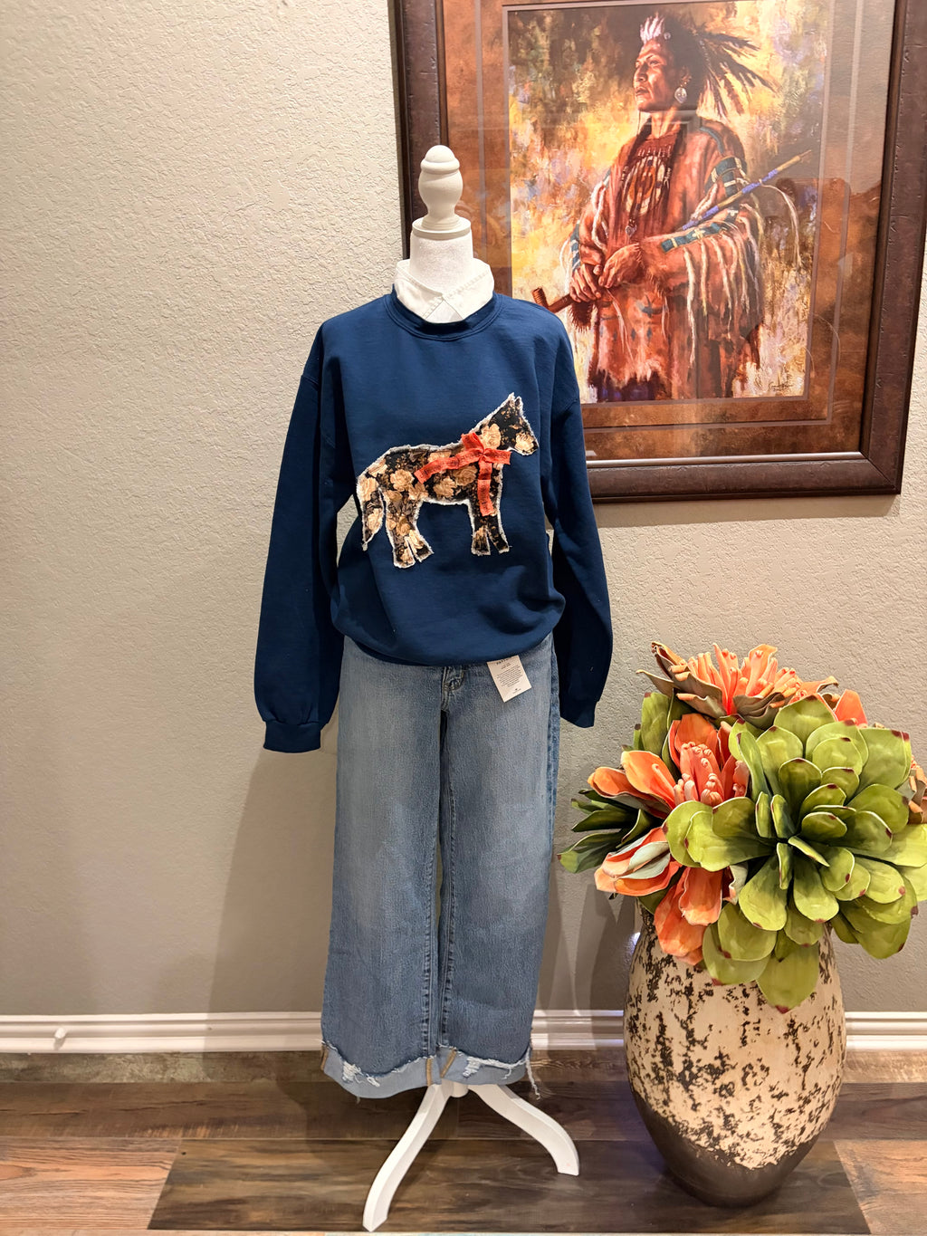 Papas Navy Pony Sweatshirt~ M/L