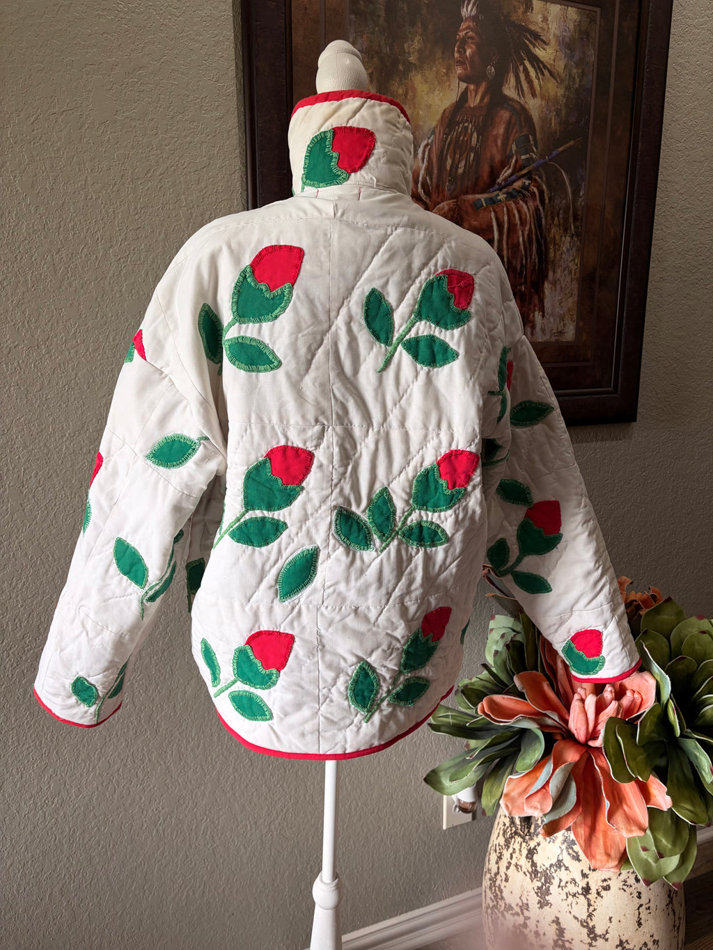 Vintage Rosebud Quilt Coat- Medium & Large (see description)