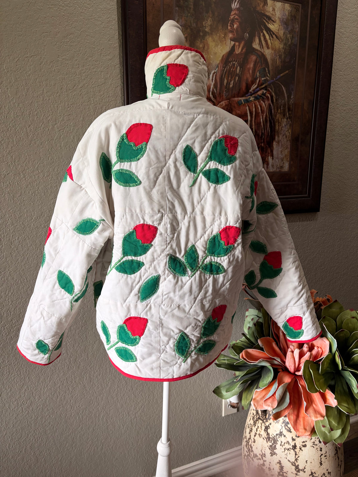 Vintage Rosebud Quilt Coat- Medium & Large (see description)