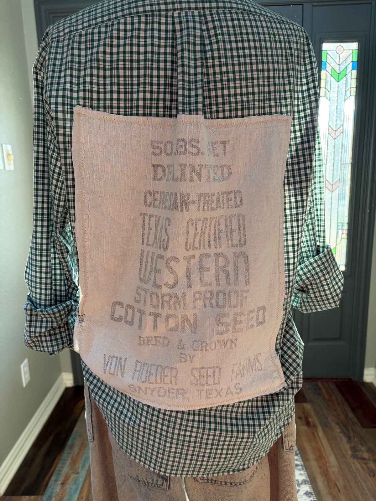 Papas Green Plaid Flour Sack shirt- M/L