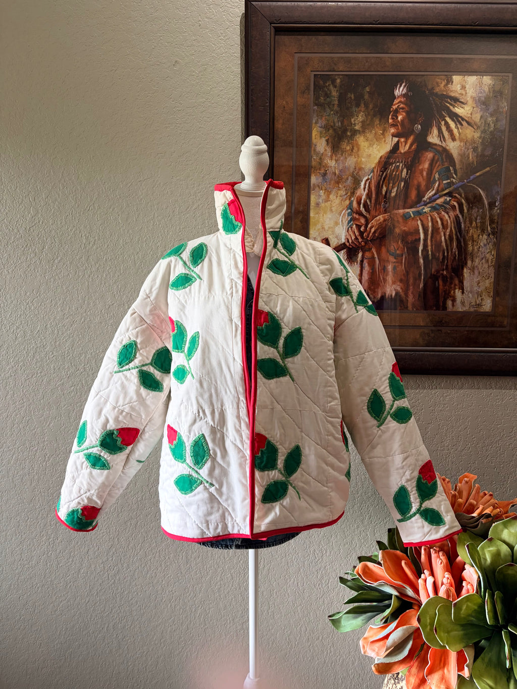 Vintage Rosebud Quilt Coat- Medium & Large (see description)