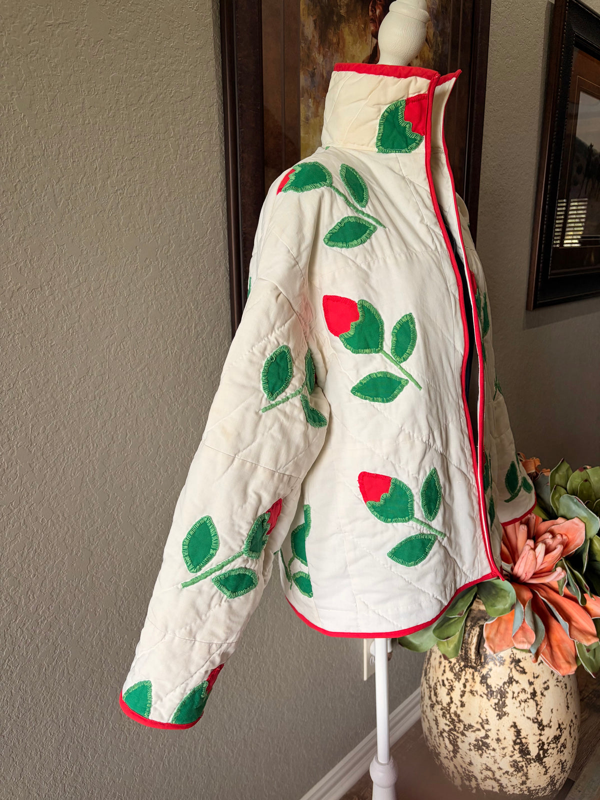 Vintage Rosebud Quilt Coat- Medium & Large (see description)