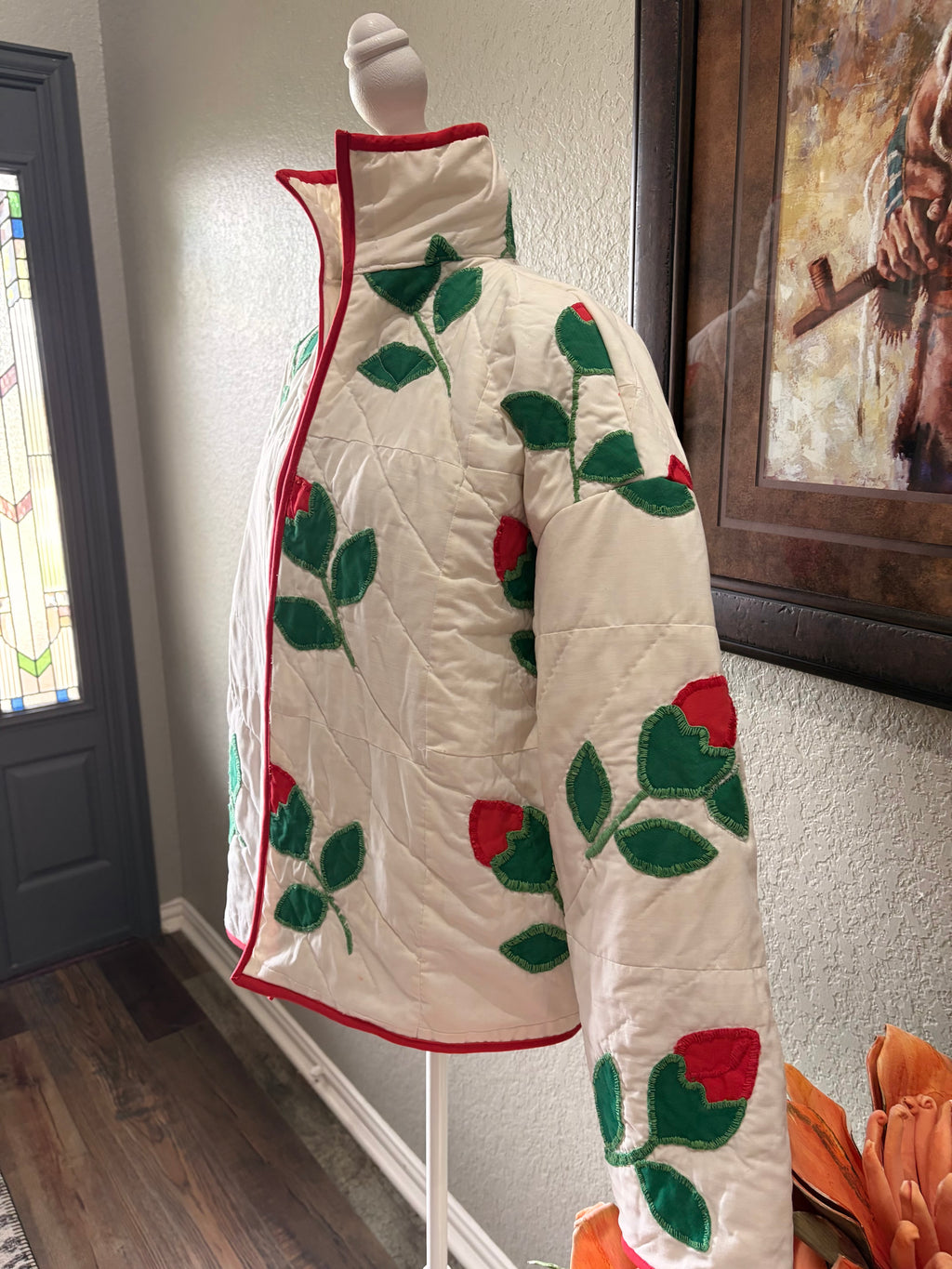 Vintage Rosebud Quilt Coat- Medium & Large (see description)