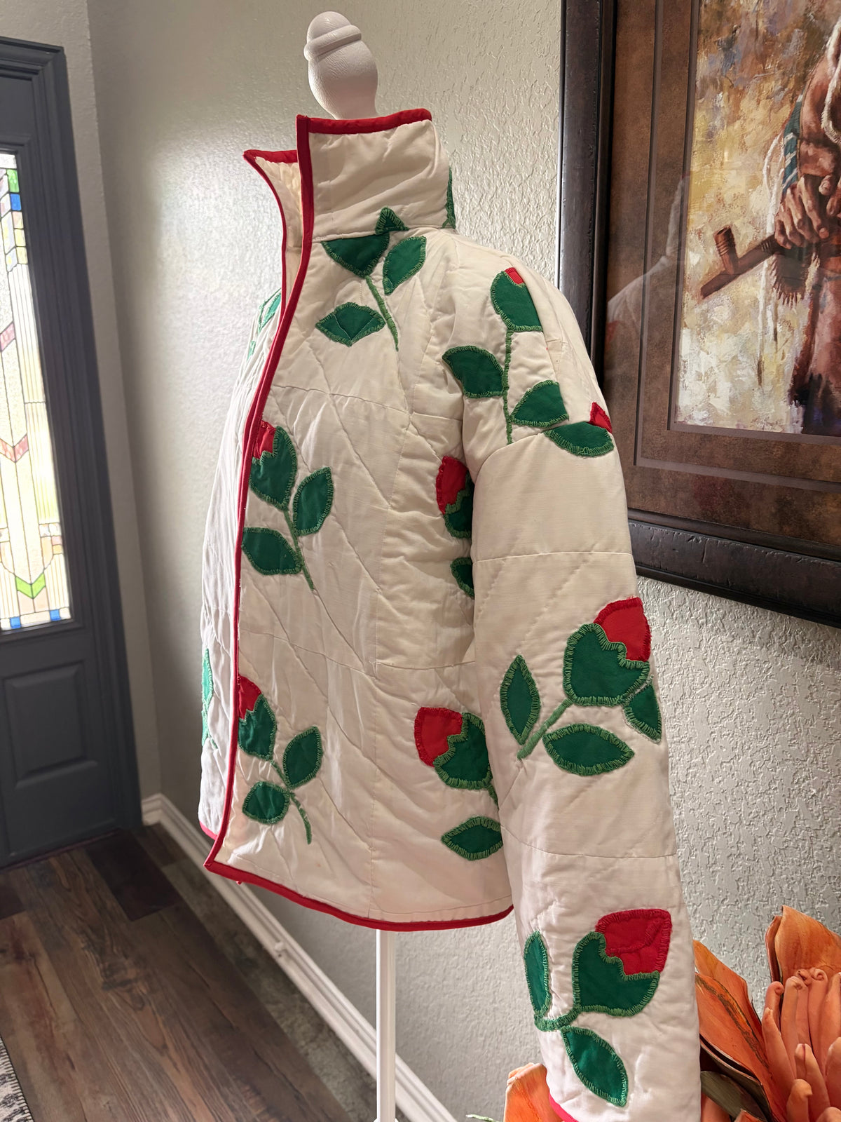 Vintage Rosebud Quilt Coat- Medium & Large (see description)