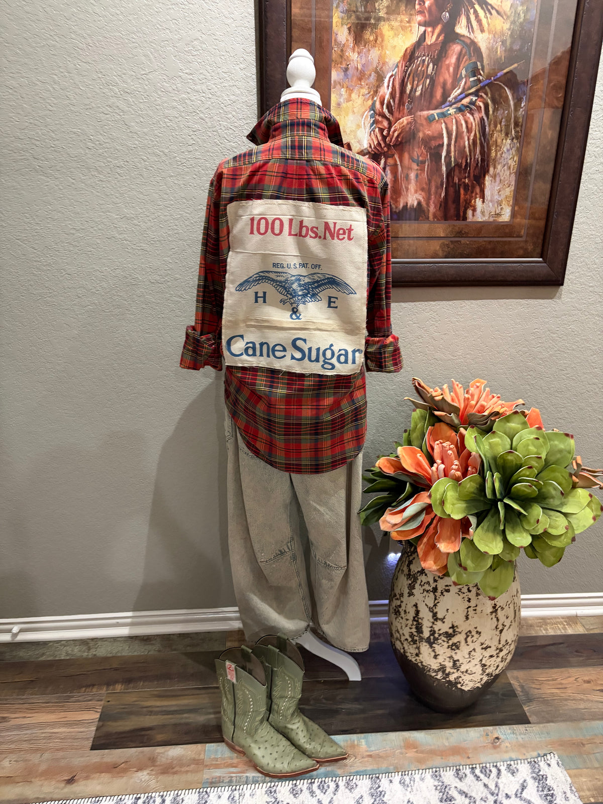 Papas Red Plaid Sugar Sack Shirt- M/L
