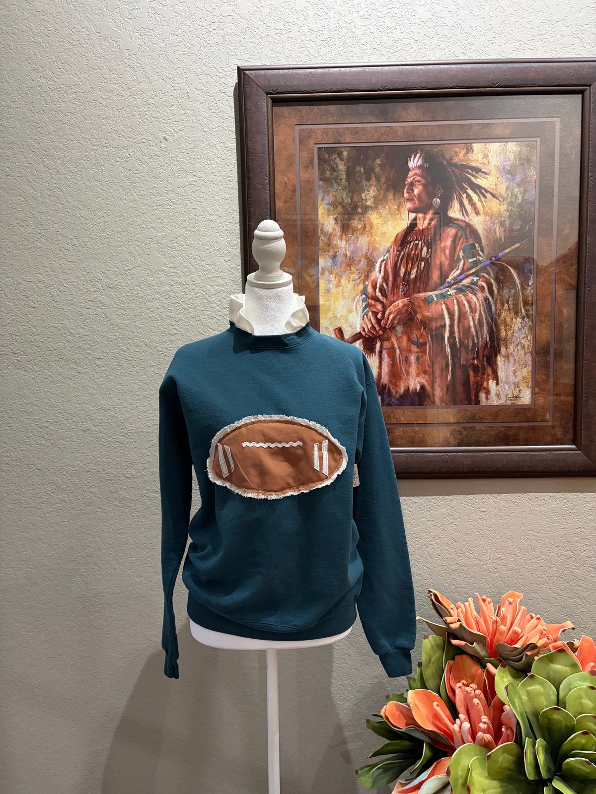 Papas Teal Football Sweatshirt~ S/M