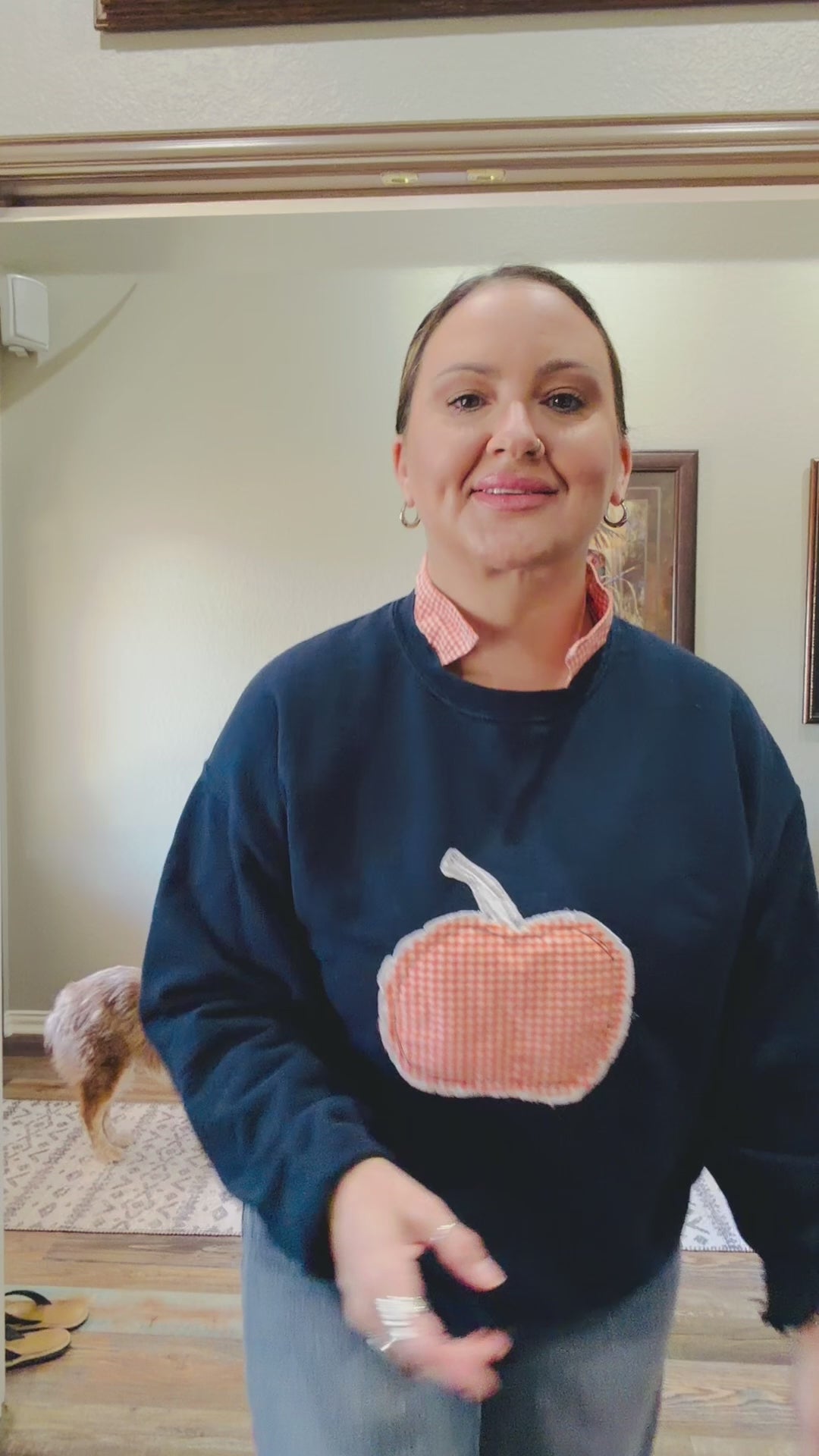 Papas Navy Pumpkin Sweatshirt~ M/L