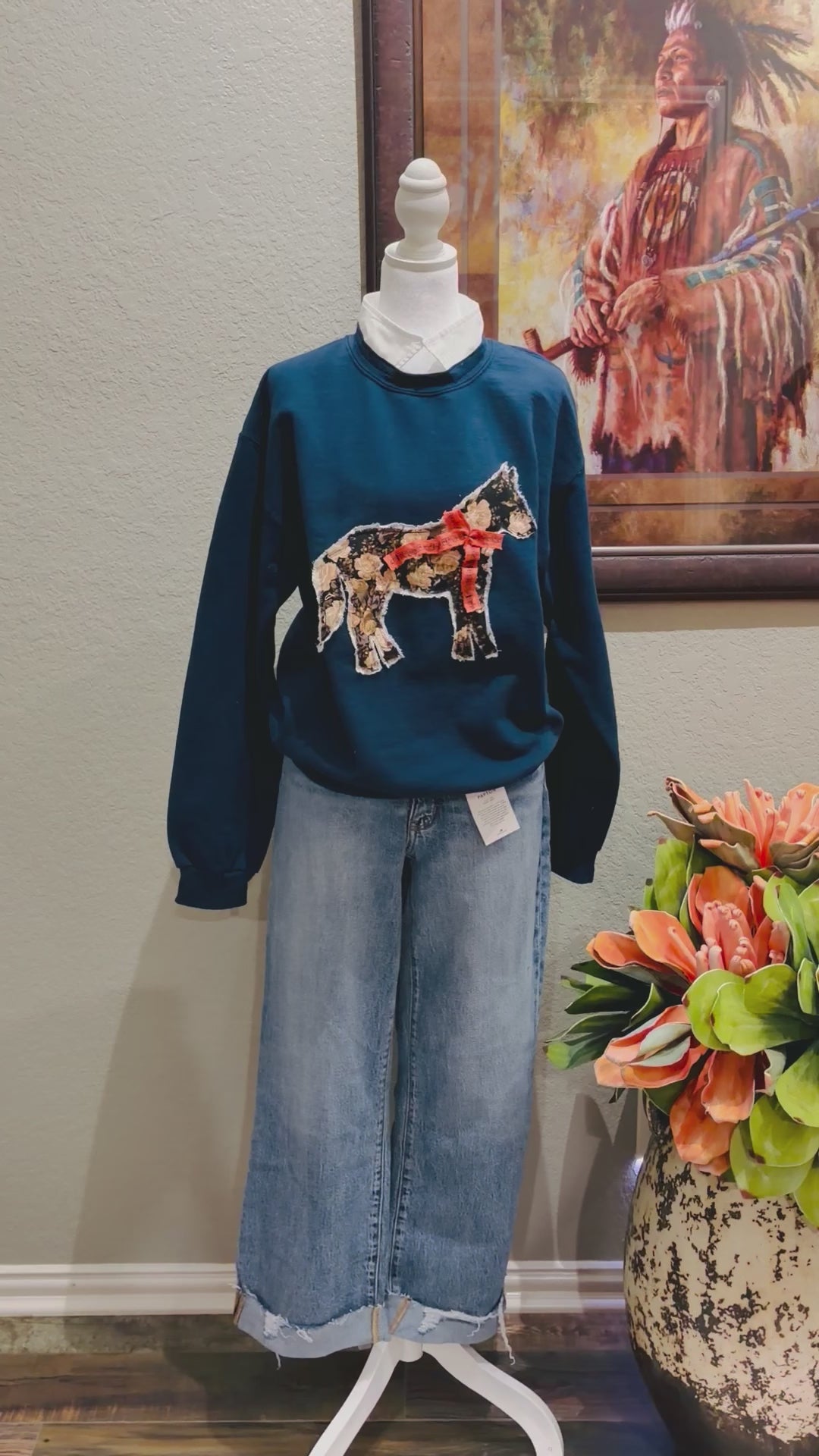 Papas Navy Pony Sweatshirt~ M/L