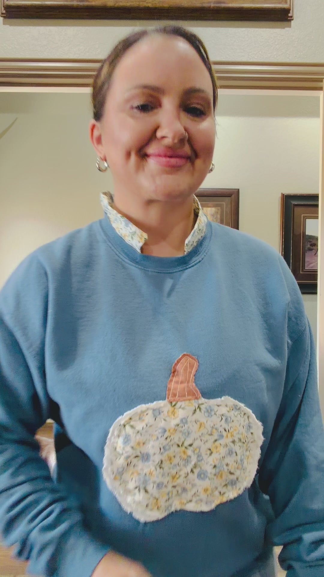 Papas Floral Pumpkin Sweatshirt ~M/L