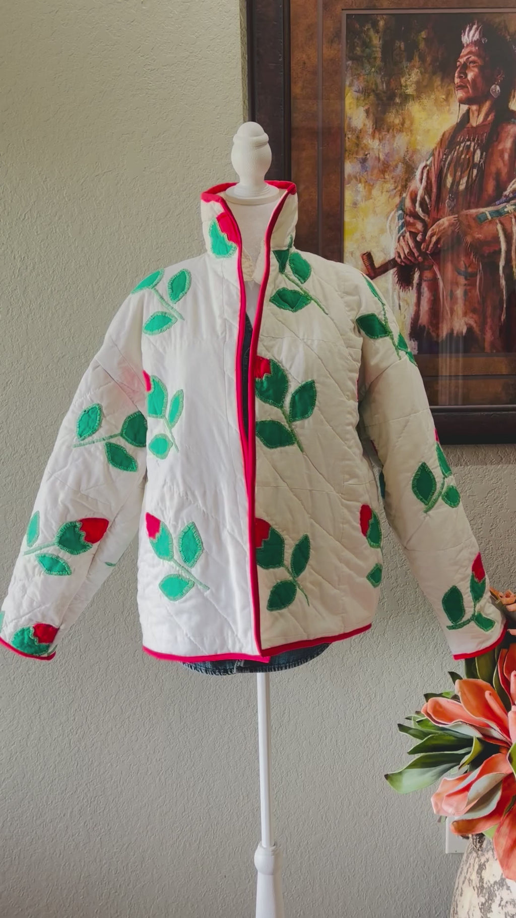 Vintage Rosebud Quilt Coat- Medium & Large (see description)
