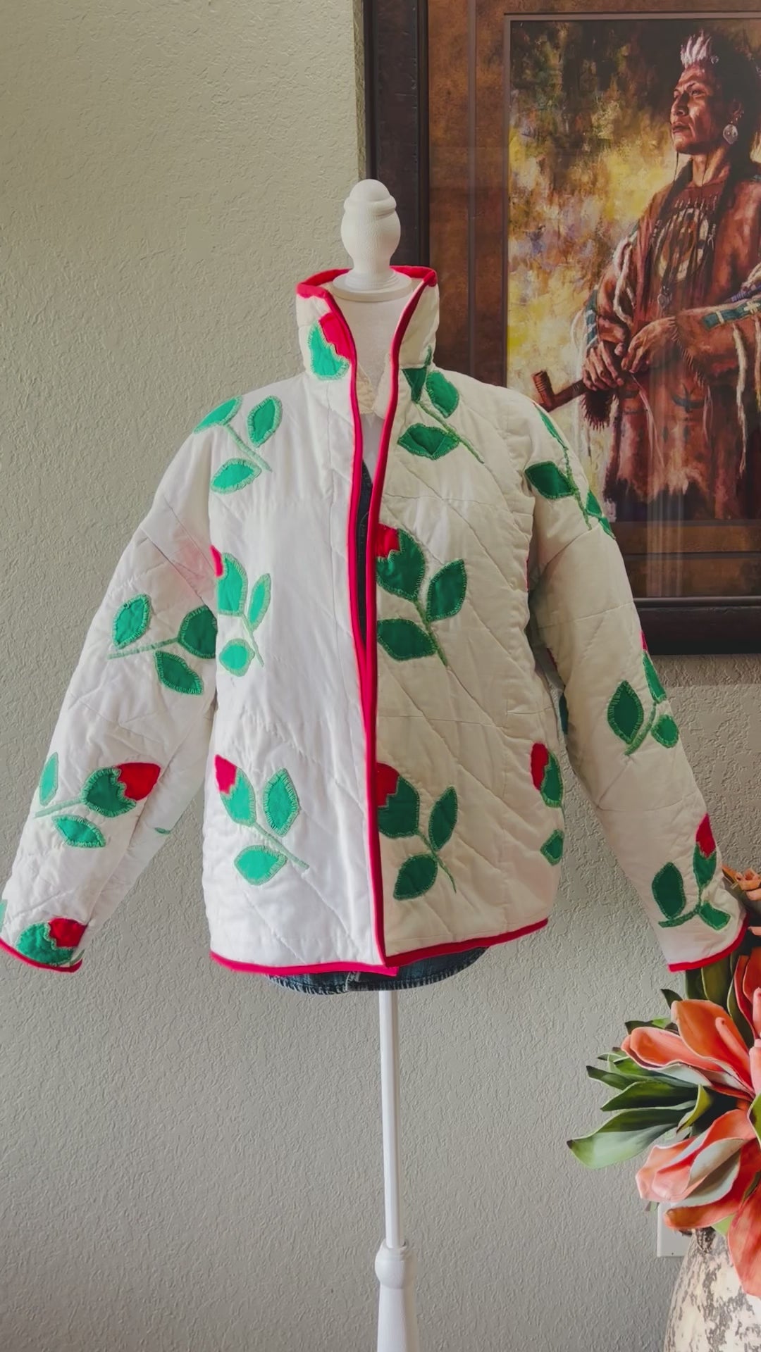 Vintage Rosebud Quilt Coat- Medium & Large (see description)